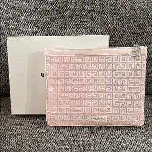 Givenchy Parfums Makeup Pouch Cosmetic Bag Transparent Flat Nude Pink New